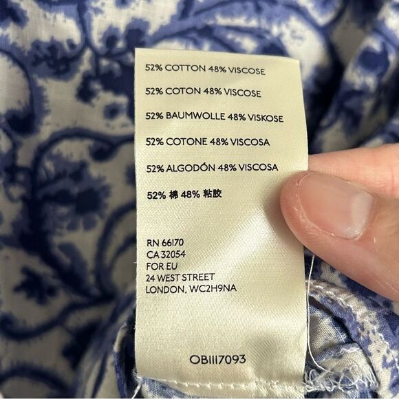 Pilcro by Anthropologie floral band collar blouse size small white/Blue - Picture 9 of 9